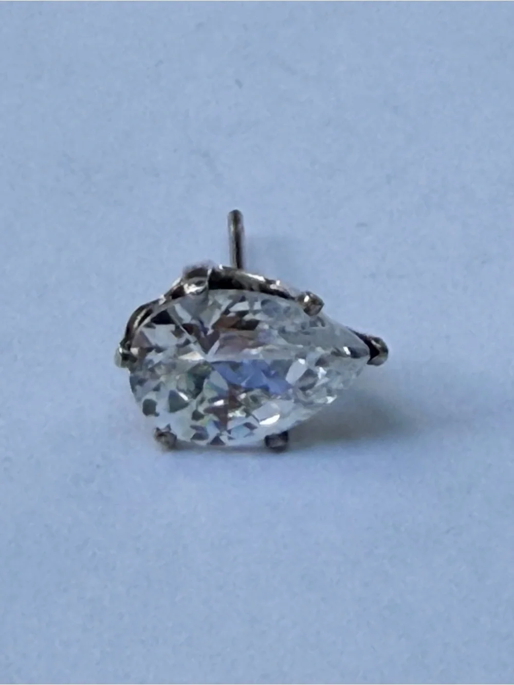 Clear Crystal Stud Pear Cut 3 CTW Simulated Diamond Earrings – Silver Tone